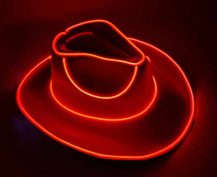 Halloween Festival Party LED Wireless Fluorescent Colorful Cowboy Flashing Hat