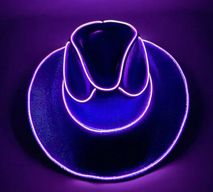 Halloween Festival Party LED Wireless Fluorescent Colorful Cowboy Flashing Hat