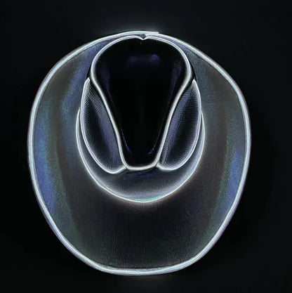 Halloween Festival Party LED Wireless Fluorescent Colorful Cowboy Flashing Hat