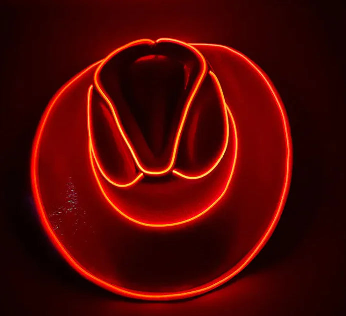 Halloween Festival Party LED Wireless Fluorescent Colorful Cowboy Flashing Hat