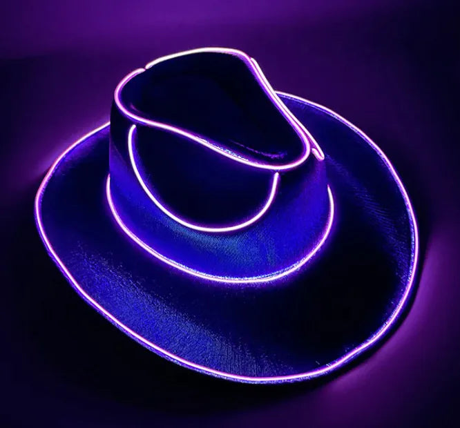 Halloween Festival Party LED Wireless Fluorescent Colorful Cowboy Flashing Hat