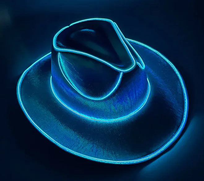 Halloween Festival Party LED Wireless Fluorescent Colorful Cowboy Flashing Hat