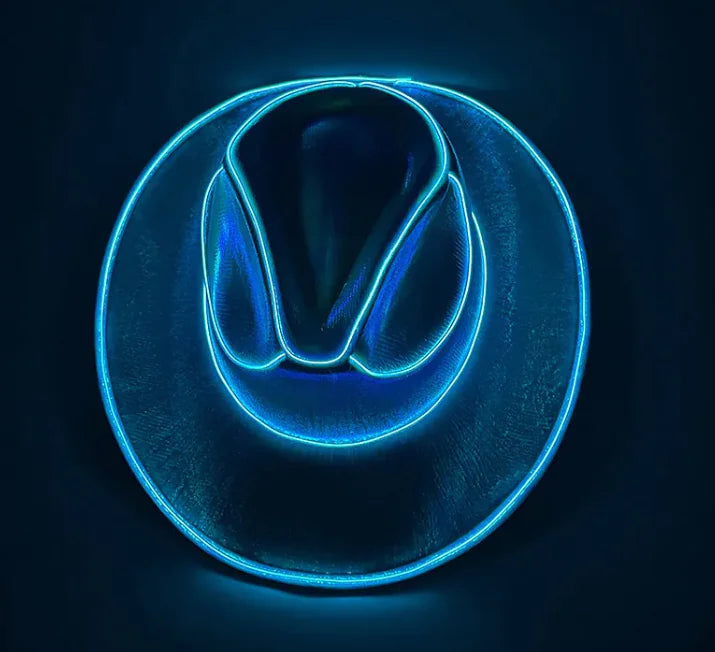 Halloween Festival Party LED Wireless Fluorescent Colorful Cowboy Flashing Hat