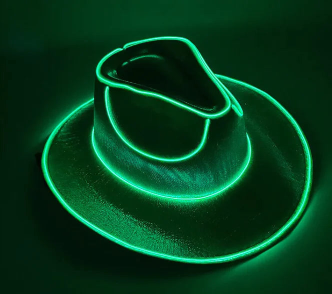Halloween Festival Party LED Wireless Fluorescent Colorful Cowboy Flashing Hat
