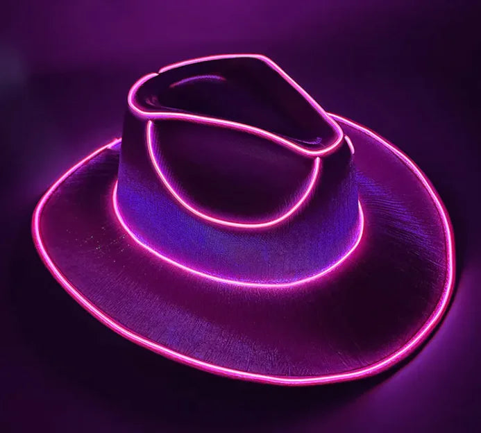 Halloween Festival Party LED Wireless Fluorescent Colorful Cowboy Flashing Hat