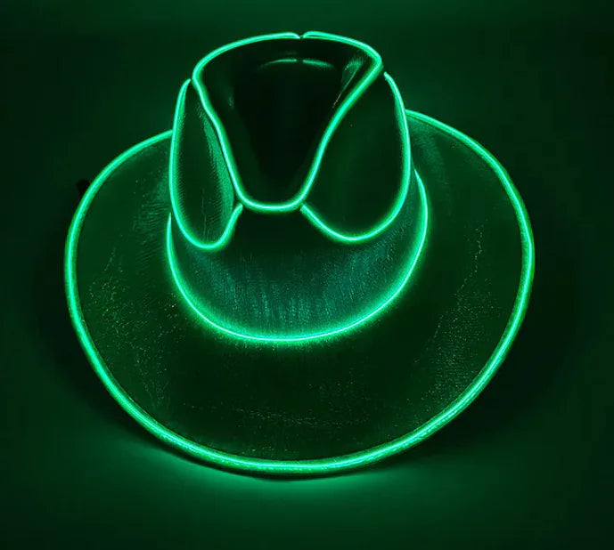 Halloween Festival Party LED Wireless Fluorescent Colorful Cowboy Flashing Hat