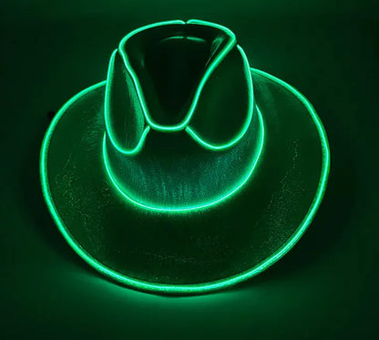 Halloween Festival Party LED Wireless Fluorescent Colorful Cowboy Flashing Hat